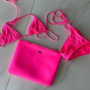 Pink triangl bathing suit